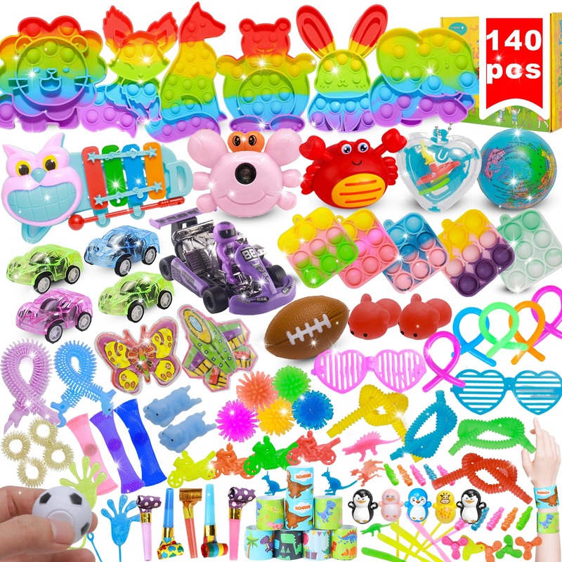 140 Pcs Kids Party Favors, Stocking Stuffers Gifts,Fidgets Toys Pack,Bulk Toys for Carnival Treasure, Classroom Prizes Box,Adult