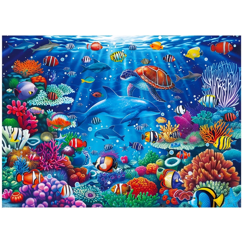 ALL4JIG Sea World Fun Jigsaw Puzzles for Adults and Kids, 500 Pieces, Christmas Secret Santa Gift, White Elephant Gifts, Number