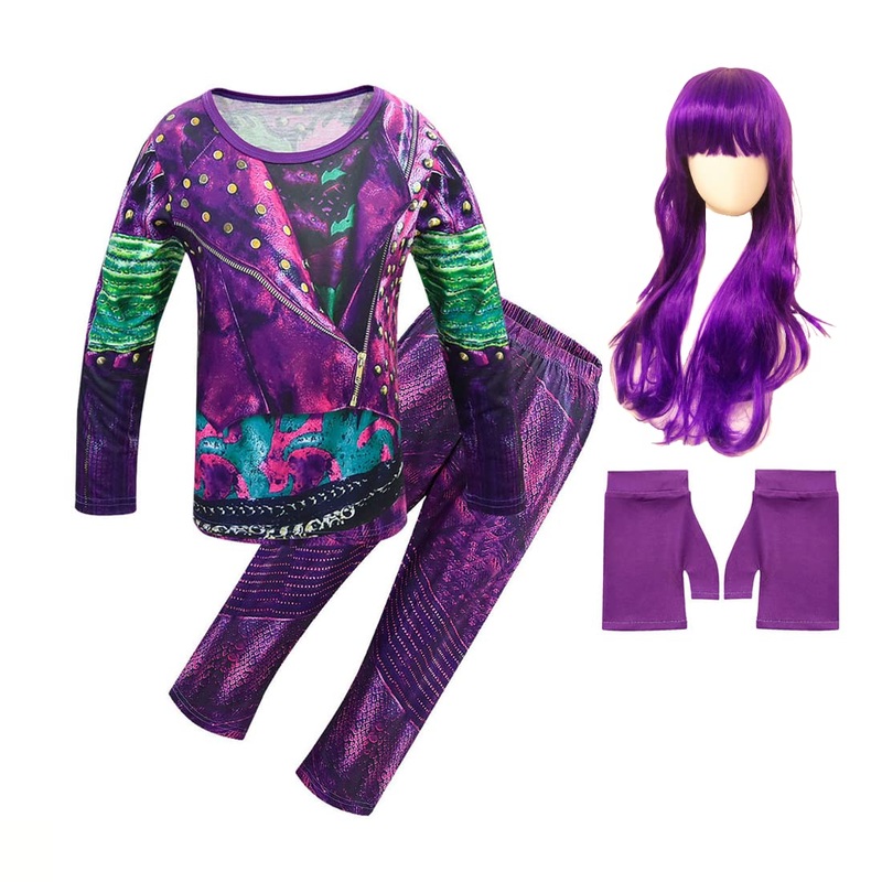 AmzApparel Girls Costume with Wigs Popular Musical Cosplay Top and Trousers Kids Long Sleeve Clothes Sets Halloween Party Outfit