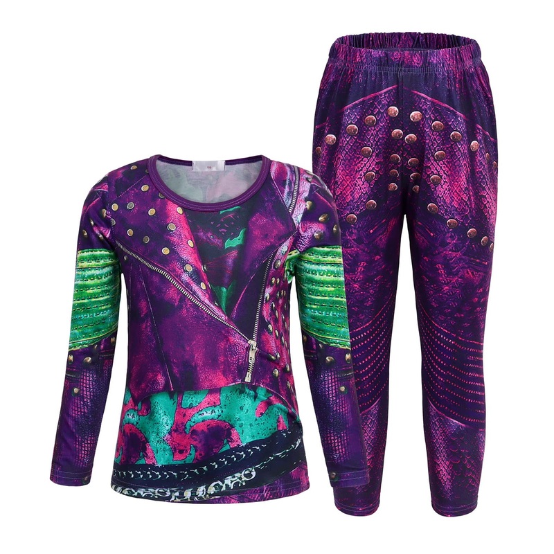 AmzApparel Princess Costume Girls Popular Musical Cosplay Top and Trousers Kids Long Sleeve Clothes Sets Halloween Party Outfits