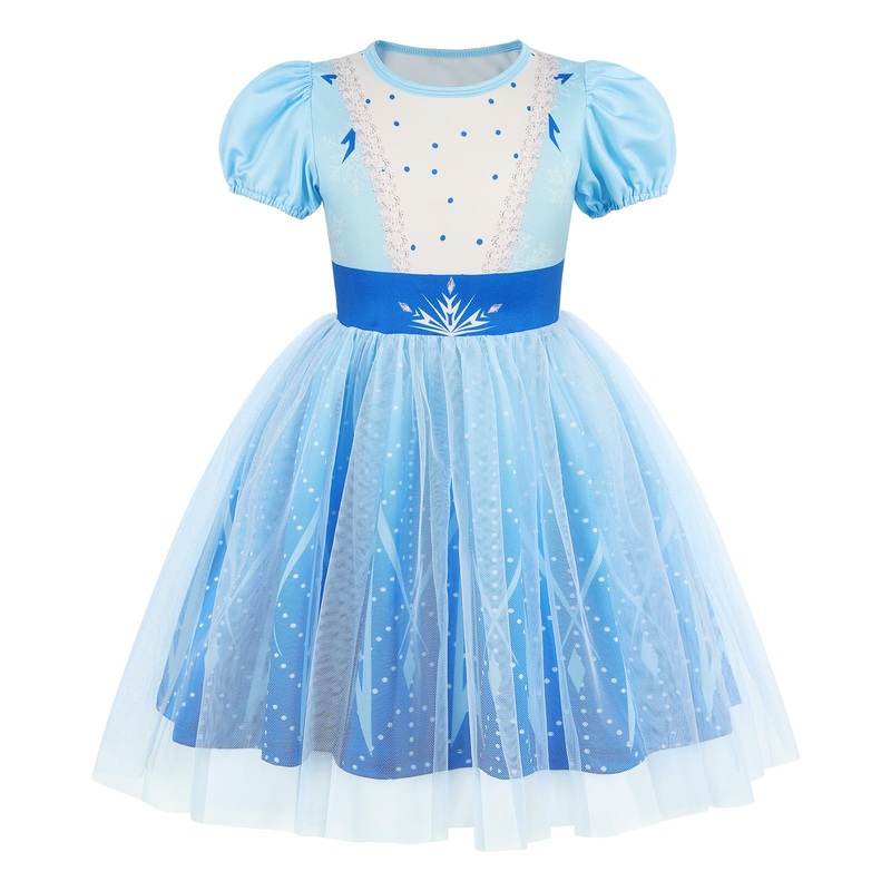 Benylion Princess Dress for Girls Princess Dresses Party Wear Puff Sleeve Tulle Dress for 9-10 Years,Paleblue