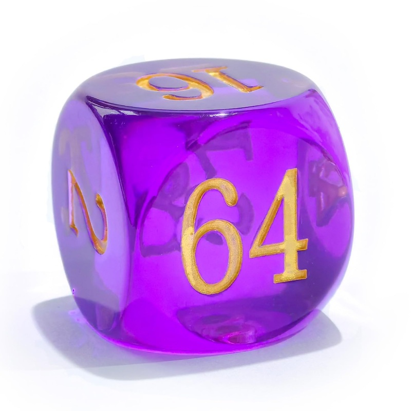 Big Translucent Backgammon Doubling Cube Dice 30MM, Large Backgammon Doubling Number Dice 1 3/16”, Translucent Purple