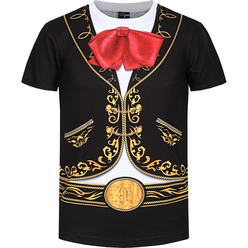 COSLAND Mariachi Costume for Boy Kids Halloween Shirt, Black, Large