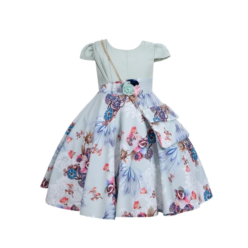 Cosplay Life Floral Dress for Girls and Young Adults Fashion Flower Waistline Kids Party Festival Dress Ages 5-9 Years Old (Gree