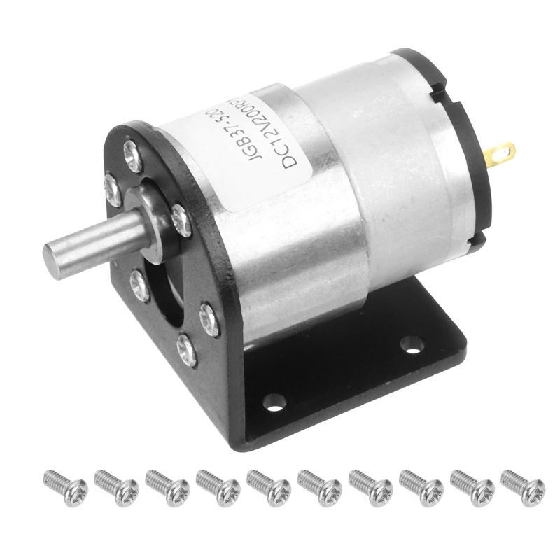 DMiotech Micro DC 12V 200RPM Geared Motor with Bracket Gear Reduction Motors 37mm Diameter Gearbox Micro Speed Reduction for RC