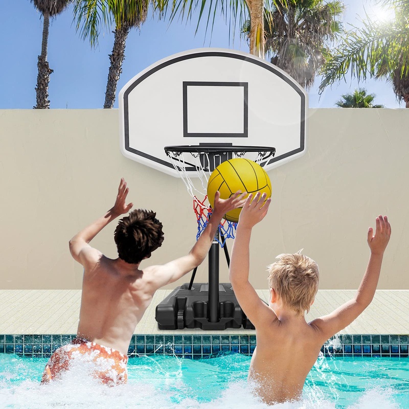 Generic Poolside Basketball Hoop with Height Adjustable 37””-56”” Swimming Pool Basketball System with 36”” x 24”” Backb