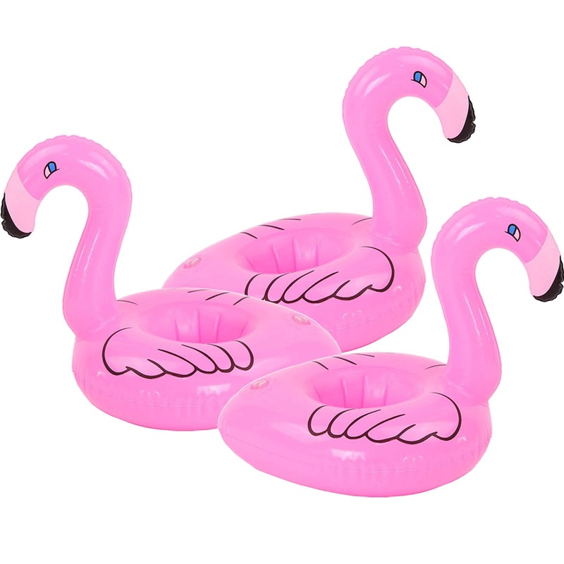 Inflatable Drink Holder 3 Pack Flamingo Drink Pool Floats Cup Holders for Summer Pool Party, Variety Shape to Choose