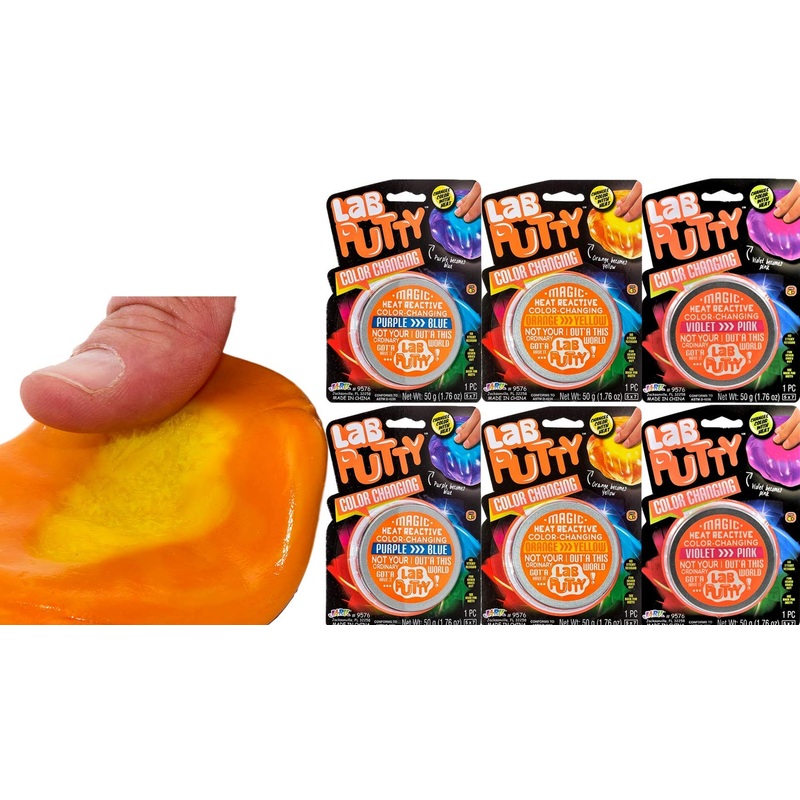 JA-RU Lab Putty – Color Changing Putty (6 Units Assorted) Heat Sensitive Sensory Putty for Kids. Non Sticky Slime Party Favors f