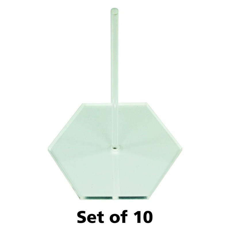 LITKO Acrylic Flight Stands | Hexagon | 3mm Clear Hexagonal Flight Base with Flight Peg (4-inch)