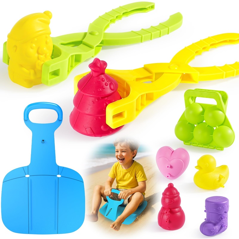 LQYoyz Beach Toys Set for Kids- 10pack Sand Toys for Toddler 3-10, Sandboard for Kid, with Mesh Bag & Sand Molds, Travel Beach S