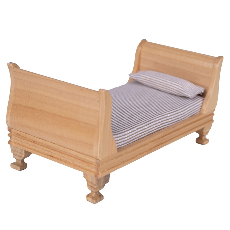 Neakomuki Dollhouse Furniture Accessories Mini Wooden Bedroom Furniture Wood Miniature Bed Pillow for Dollhouse Decoration (Blan