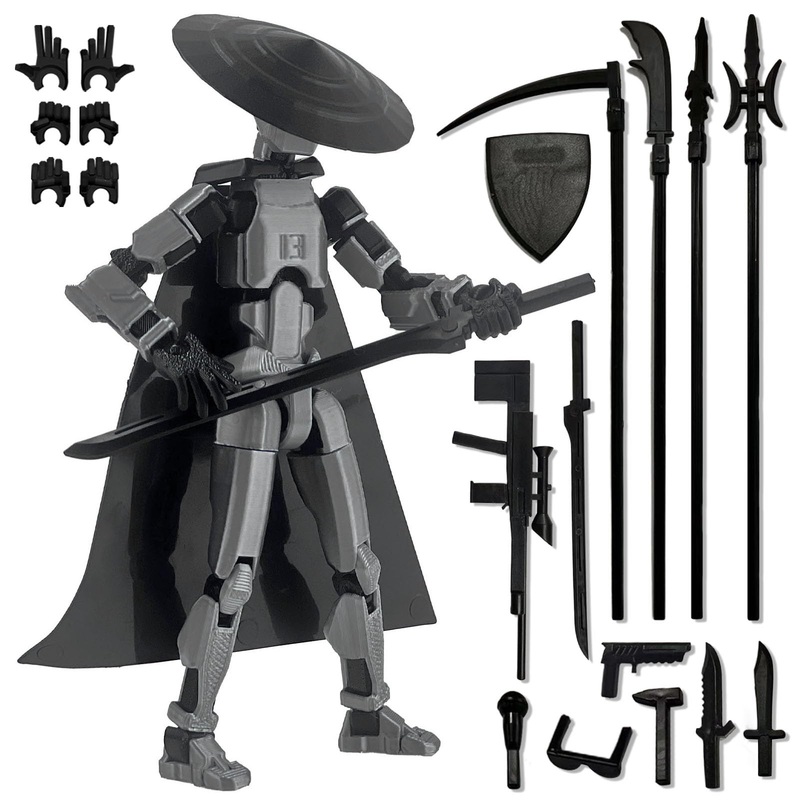 PkghoKids Already Assembled T13 Action Figure Accessories,Dummy 13 T13 Multi-Jointed Movable 3D Printed Toys (Grey)