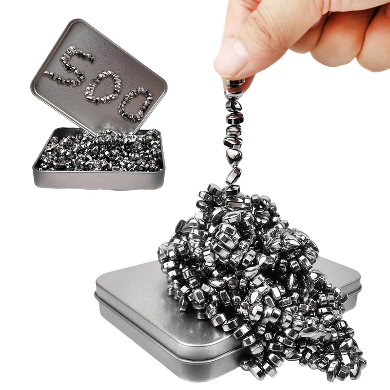 QOUXZ Magnetic Ferrite Putty Rock, More Than 500 Mini Weak Magnet Smooth Ferrite Pebbles, Small Magnetic Beads Fidget Adults Toy