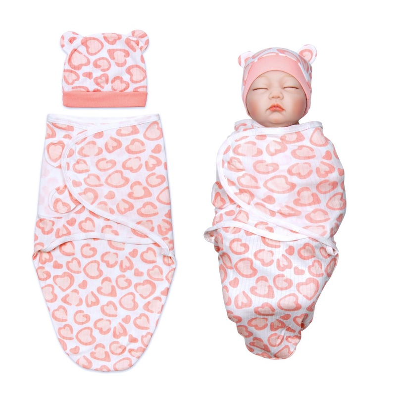 Reborn Baby Doll Swaddle Blanket 2-Pieces Blanket + Hat fit 17 – 22” Reborn Dolls Girl Newborn Dolls Clothes Accessories Bath B
