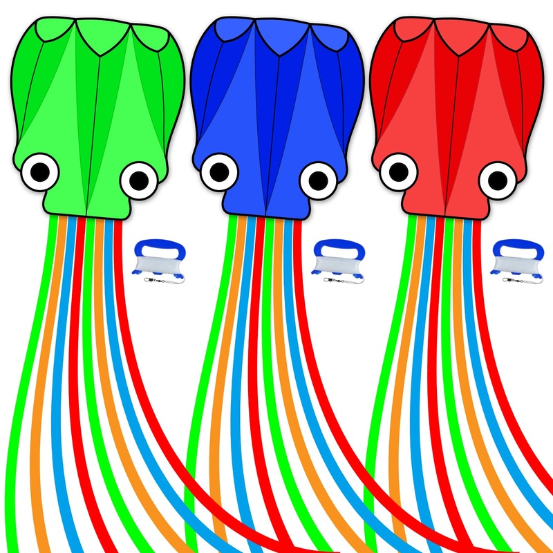 SGftre 2 Pack Octopus Kite for Kids & Adults,Extremely Easy to Fly for Beginners,Octopus Kite The for a Child(Octopus red Blue G