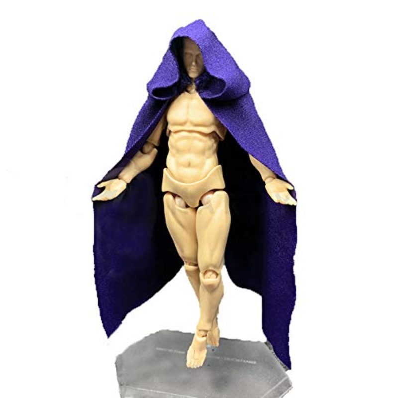 SSbeauty M 1:12 Scale Fabric Cape Cloak with Hat for 6 inch 1/12 Action Figure Clothes (Purple Cloak)