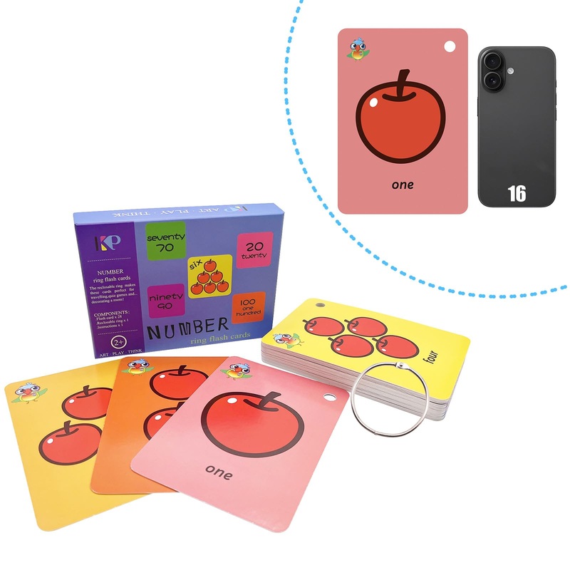 Toddler Number Kids Flash Cards,No.123 Sight Words with Pictures Flash Cards for Toddler,Kindergarten Learning Cards for Kids,Ch