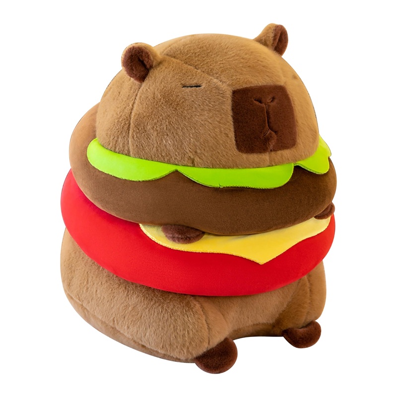 TXDRRA Capybara Plush Toy,Cute Capybara Stuffed Animal,Soft Brown Capybara Plushie,Gifts for Boys and Girls (Hamburger Capybara,