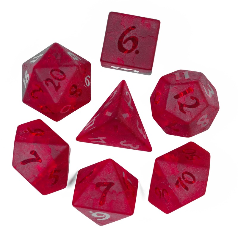 UDIXI Red Cracked Glass Dice Set D&D, 7 Piece Glass Polyhedral DND Dice for Dungeons and Dragon Tabletop Game