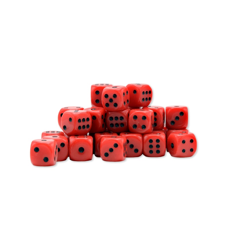 Warlord Games 30x D6 Dice Pack | 10mm Classic (Red with Black Spots)