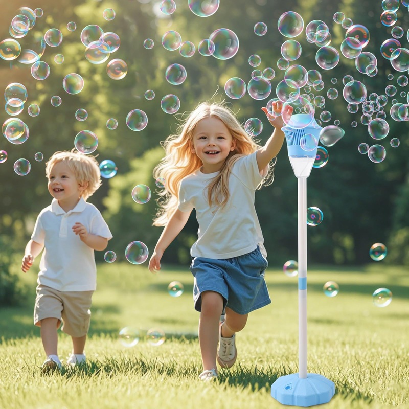 AIERSA Rechargeable Bubble Stand Machine,Height 47 Inches Stand Up Automatic Bubble Machine for Kids,Outdoor Tall Bubble Maker w