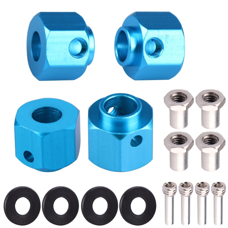 AIMROCK Aluminum Thickened 12mm Hex Wheel Hubs Adapters w/Spacers for 1/10 TRX-4 TRX-6 RC Crawler (Blue, 9mm)