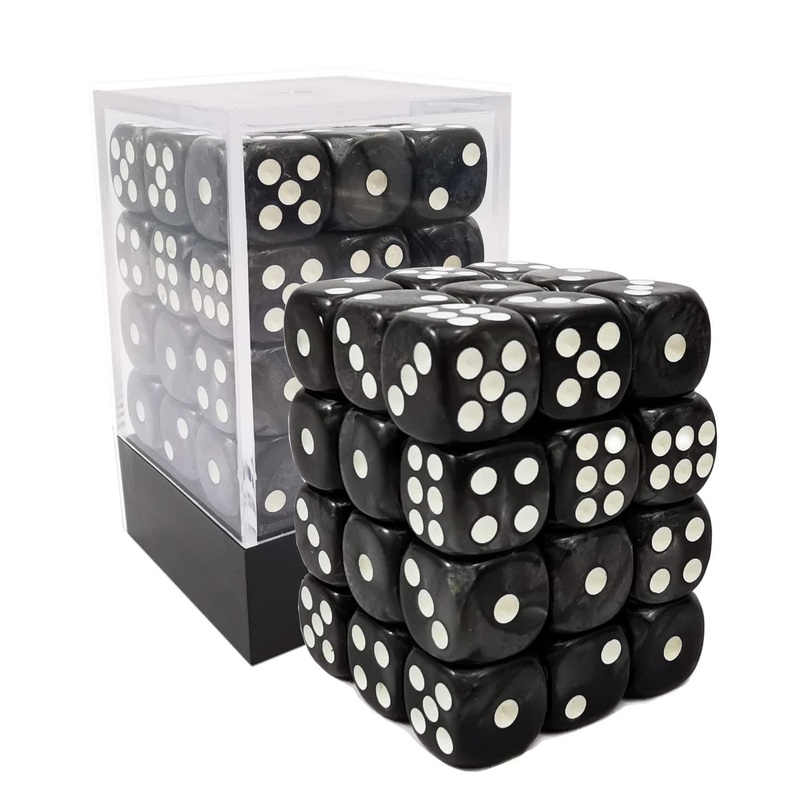 Bescon 12mm 6 Sided Dice 36 in Brick Box, 12mm Six Sided Die (36) Block of Dice, Marble Black