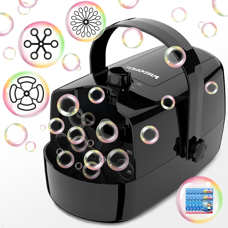 Bubble Machine, 3 in 1 Bubble Maker, Bubble Blower with Replaceable Bubble Wands, 8000+ Colorful Bubbles Per Minute, Operated by