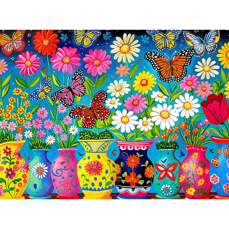 Cross & Glory – Blooming Butterflies – 1000 Piece Jigsaw Puzzle for Adults | Best New Spring Garden Puzzle | Vibrant Butterfly a