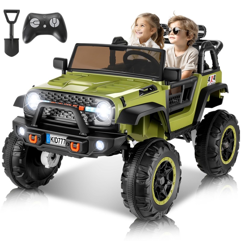Hikole 2 Seater XL Ride on Car for Kids, 24V 4WD Electric Ride Toys for Big Kids, 20” Wide Seat, 4 * 100W Powerful Engines, Sof