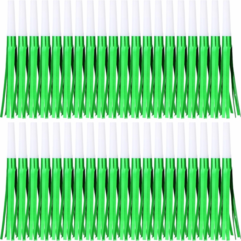 LCPQMZGH 30 Pcs Gold Noise Makers, Metallic Fringed Noise Makers for New Year Party Favor Supplies, Green
