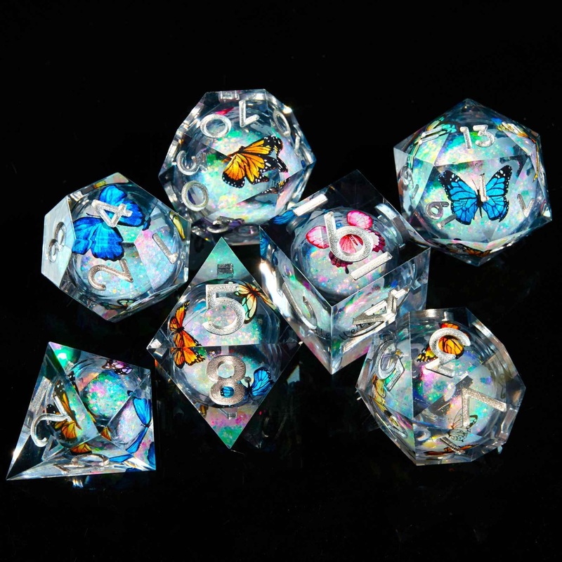 Liquid Core Dice Set Dungeons and Dragons D&D, Polyhedron DND Resin dice Set, Used for Role-Playing dice Magic Pathfinder Game D