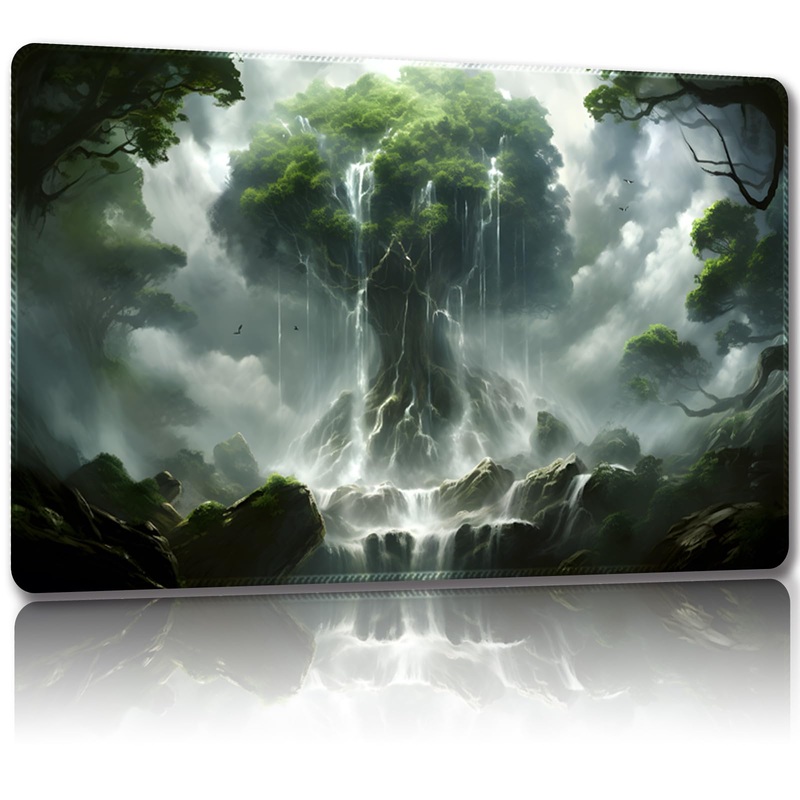Malqiqi Playmat for MTG, with Free Storage Bags,Game Mat 24 x 14 inches, TCG and Board Game Mat for Cards,Mousepad Desk Mats (Tr