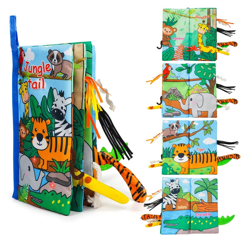 melican Baby Books 0-6 Months, Infant Tummy Time Toy, High Contrast Sensory Baby Toys 6 to 12 Months, Touch & Feel Book for Newb