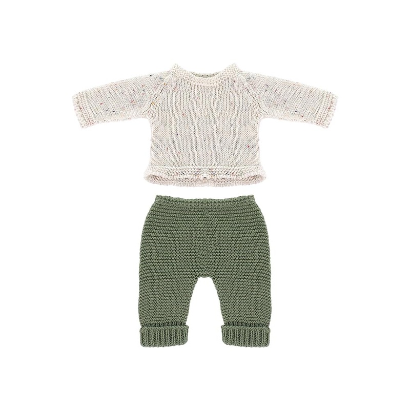 Miniland Clothes for Dolls 12 5/8” Knitted Outfit Sweater & Trausers – ECO, Made in Spain, Quality, Role Play, Educational
