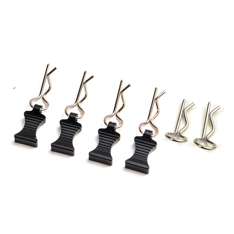 MOHERO Metal RC Body Clips Pins with Pull Tabs for 1/10 Axial SCX10 RC Model Crawler Car Pack of 6 (Black)