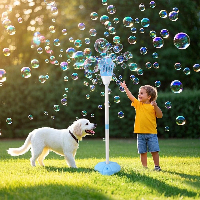 Palksky Bubble Machine with Lights for Outdoor, Automatic Bubbles Blower Maker for Kids Toddlers, Height 47 Inches Battery Bubbl
