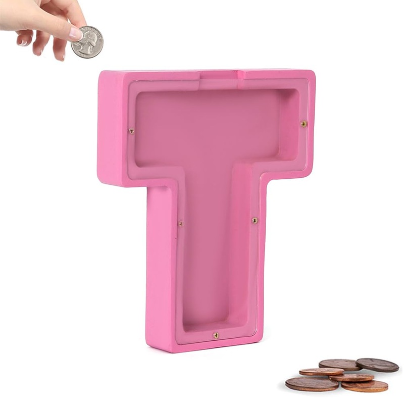Personalized Wooden Letter Piggy Bank: Creative English Alphabet Money Box Gift for Kids