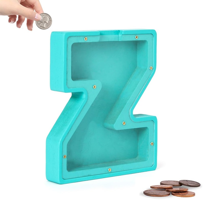 Personalized Wooden Piggy Bank – Creative English Alphabet Letter Storage Tank, Money Box Gift for Kids, Christmas & Birthday