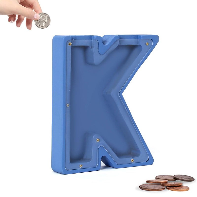 Personalized Wooden Piggy Bank – Creative English Alphabet Letter Storage Tank – Money Box Gift for Kids – Christmas Birthday Gi
