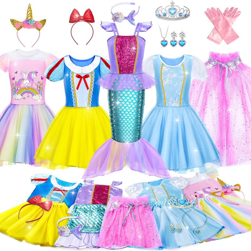 Princess Dress Up for Girls – Dress up Clothes for Toddler Girl, Princess Toys Christmas Birthday Gifts for 3 4 5 6 7 Little Gir