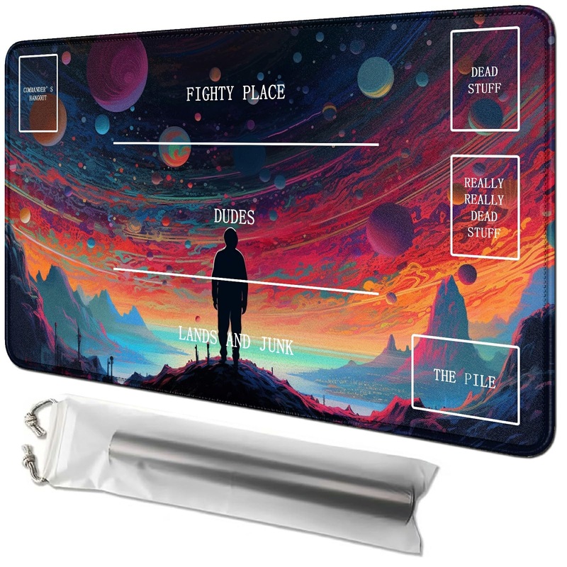 RWUTYTIUL Galaxy Man Card Playmat 24 X 14 Inch with Tube Bag, Card Gameplay Desk Mats for Commander Deck MTG RPG CCG TCG Card Ga