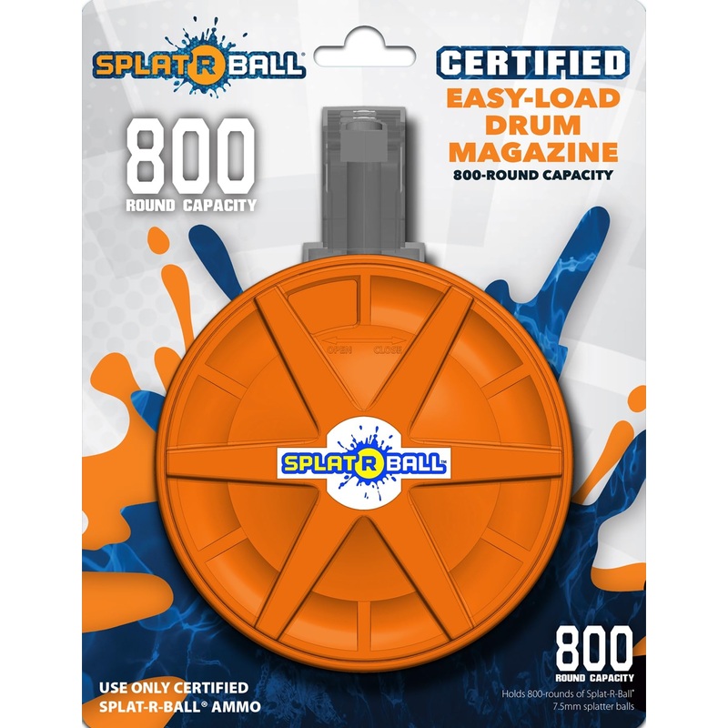 SPLATRBALL Orange 800 Round Drum Magazine