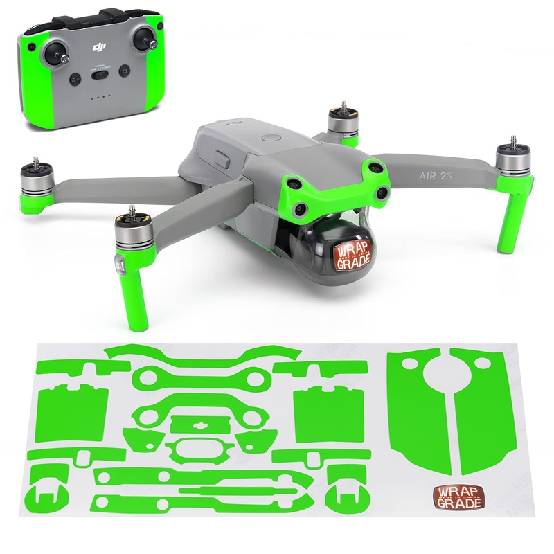 Wrapgrade Skin Compatible with DJI Air 2S | Accent Color A (NEON Green)
