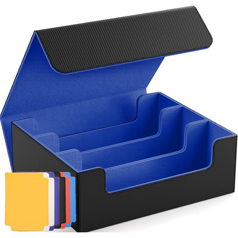 WUTONMU Trading Card Storage Box for MTG, 1800+ PU Leather Deck Box, Magnetic Closure Case Organizer Fits Game Sports Cards