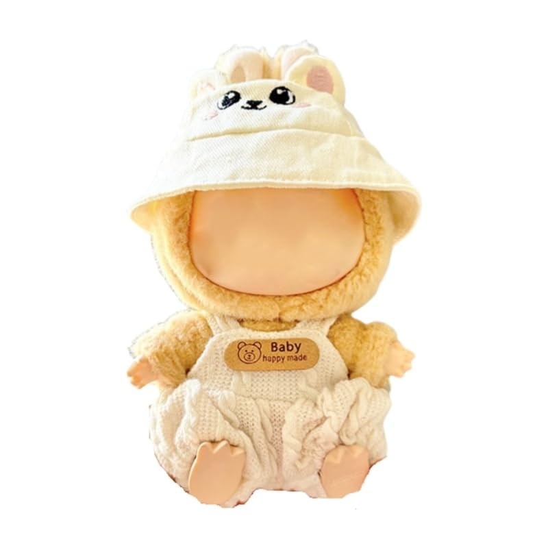 17cm Doll Clothes Suitable for labubu, Dolls Accessories Set Gift for Kids 1Hat+1Rompers No Doll TL700 (White)