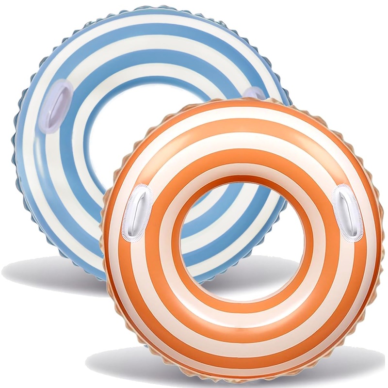 2PCS Pool Floats for Adult Striped Swim Ring Pool Floaties Inflatable Swimming Pool Raft Party Water Large Summer Beach Lounger