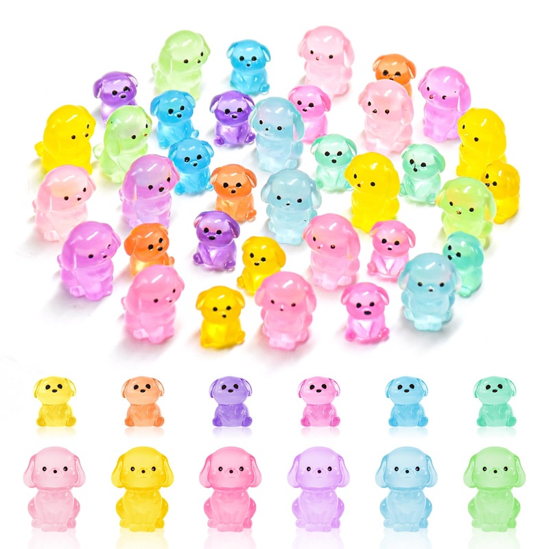 36 Pieces Mini Dog Figurines Luminous Mini Resin Animals Tiny Dog for Dog Birthday Decoration Dog Cake Topper Mini Animals for D
