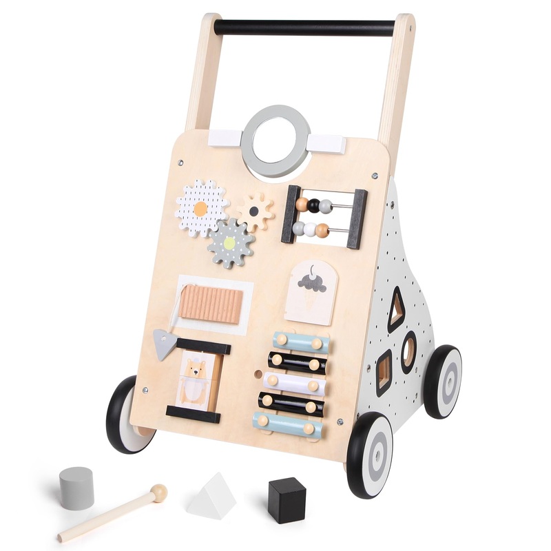Asweets Wooden Baby Walker Push and Pull Learning Activity Walker Kids Activity Toy Multiple Activities Center Develops Motor Sk