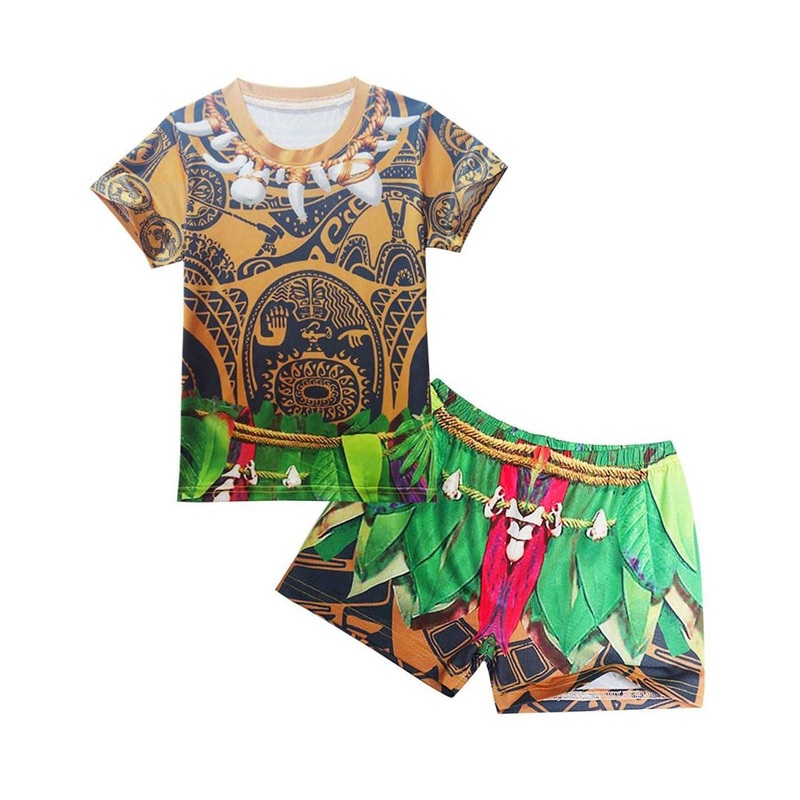 Big Eyes Fish Maui Costume Kids Maui Tattoo Short Sleeves Shirt and Pants Boys Graphic Clothing Sets Themd Party Dress up